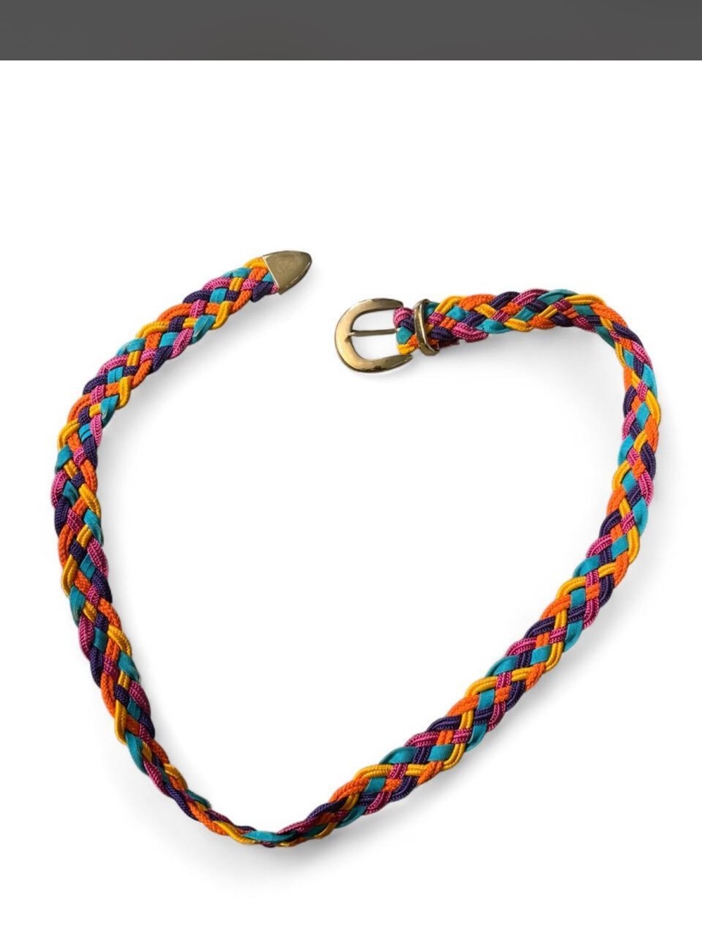 Multicolor Braided Women's Waist Belt - Gold Buckle